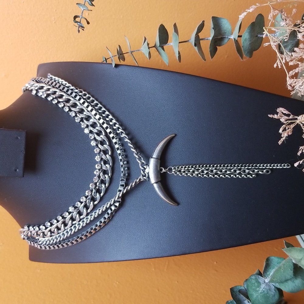 Boho necklace choker silver